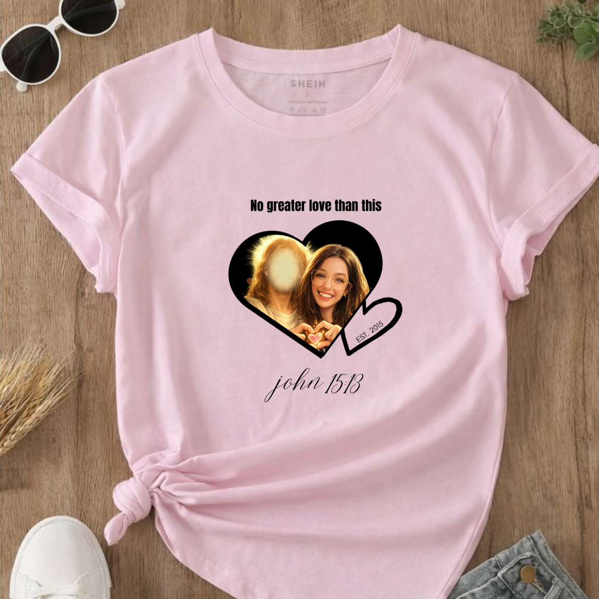Personalized Woman with Jesus V-Day Shirt